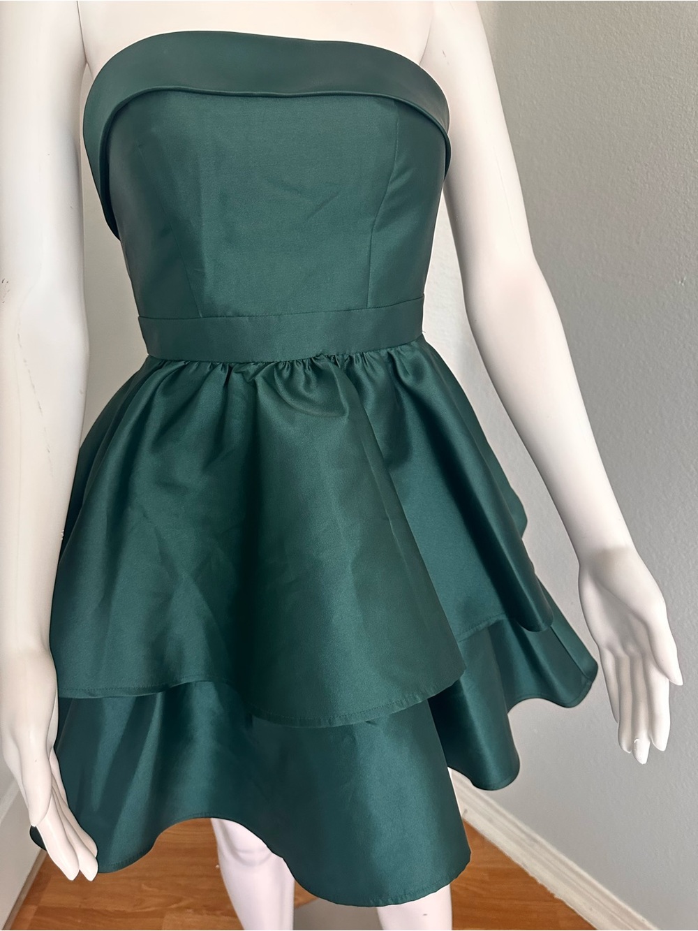 Strapless Emerald Green Tiered Party Dress for Junior